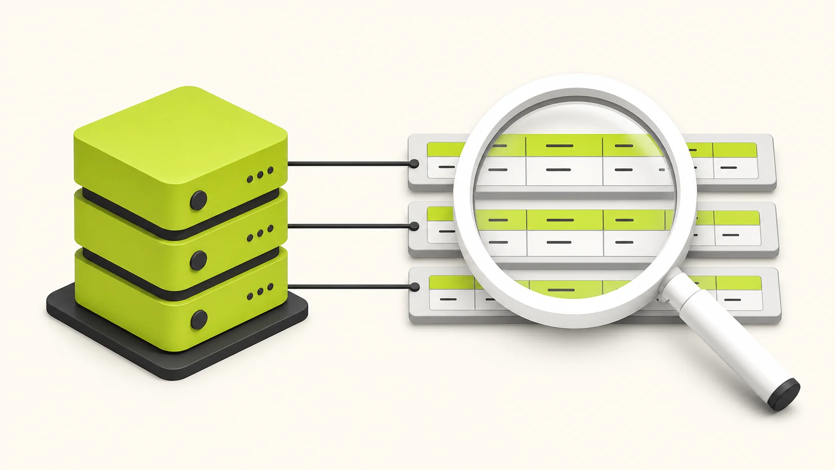 A database inspected through a visual management lens