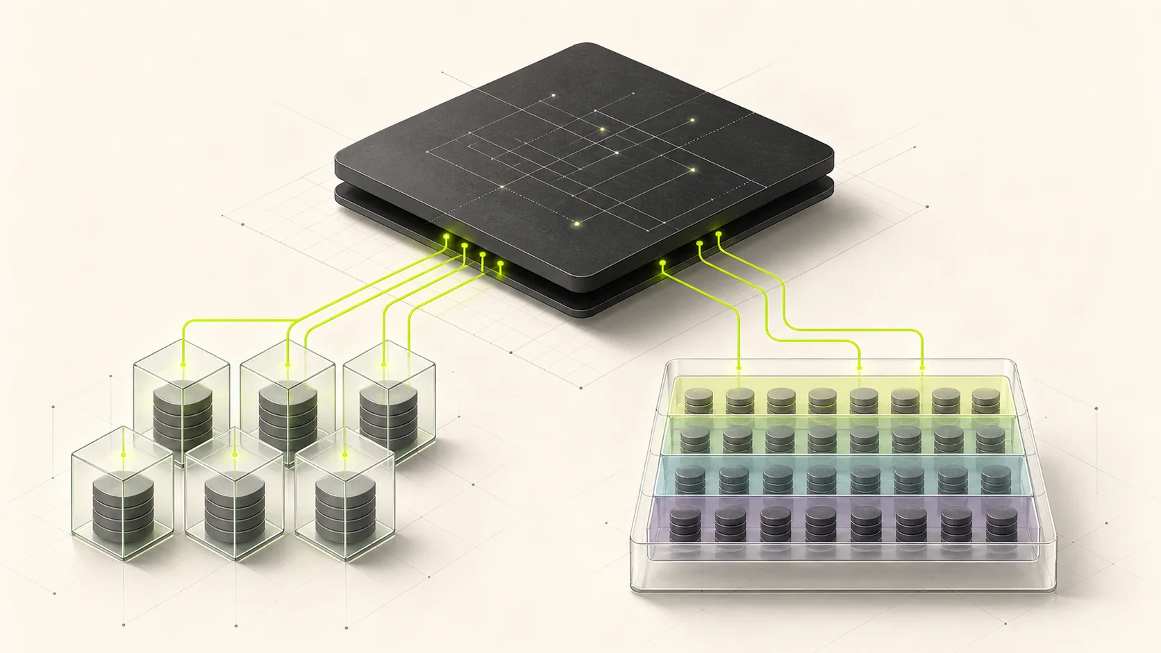 Isolated and shared tenant database arrangements beneath an application