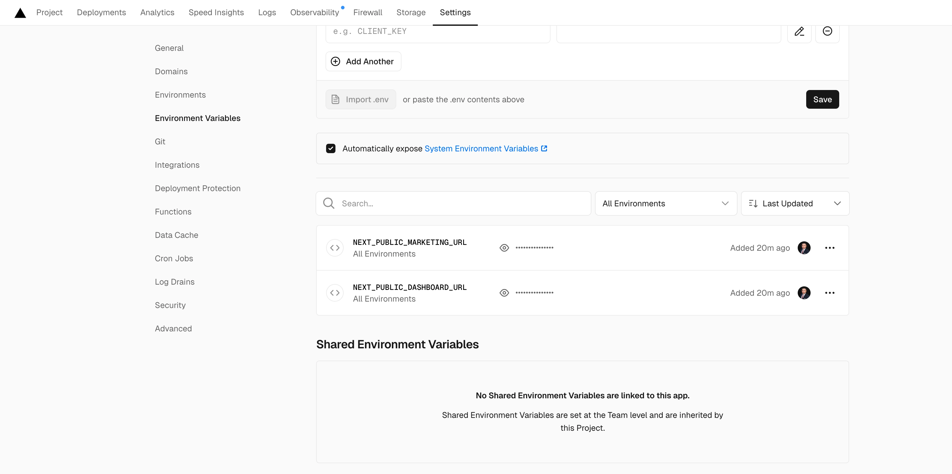 Vercel routes adjustment