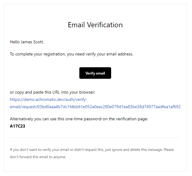 Example email