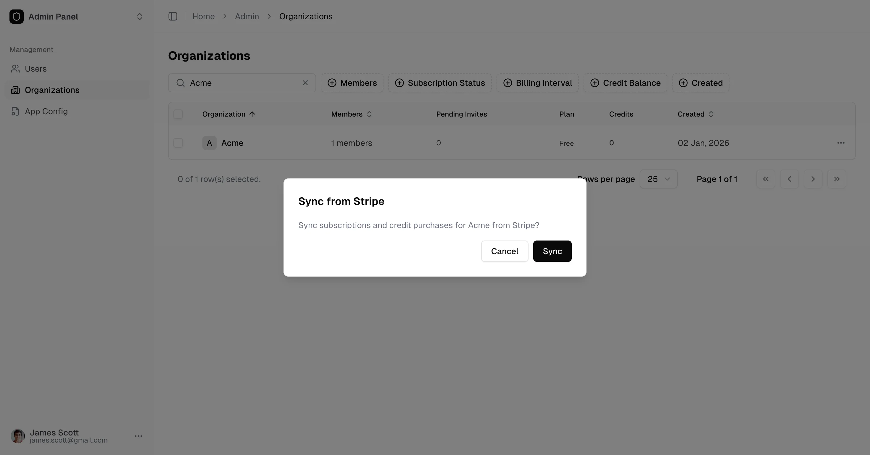 Admin Manual Billing Sync