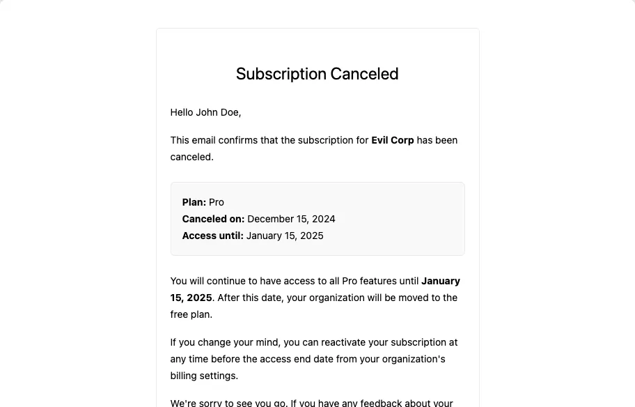 Subscription Canceled